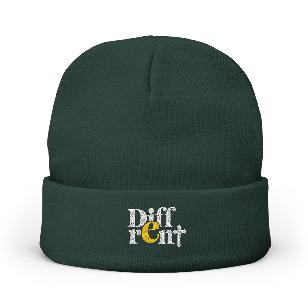 Embroidered "Diff-rent With the Cross" Knit Beanie
