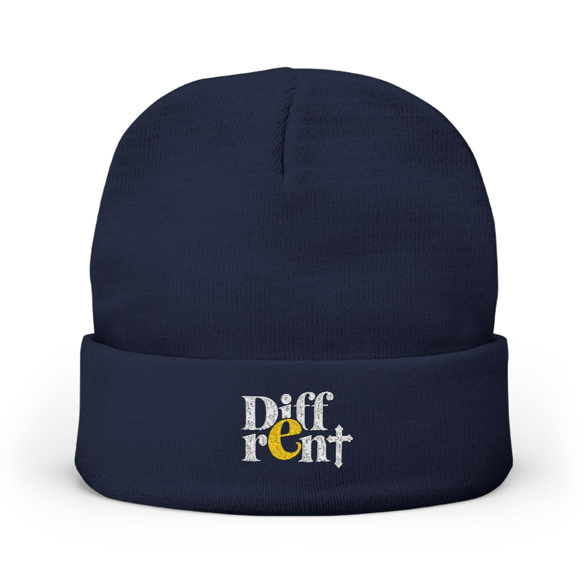 Embroidered "Diff-rent With the Cross" Knit Beanie