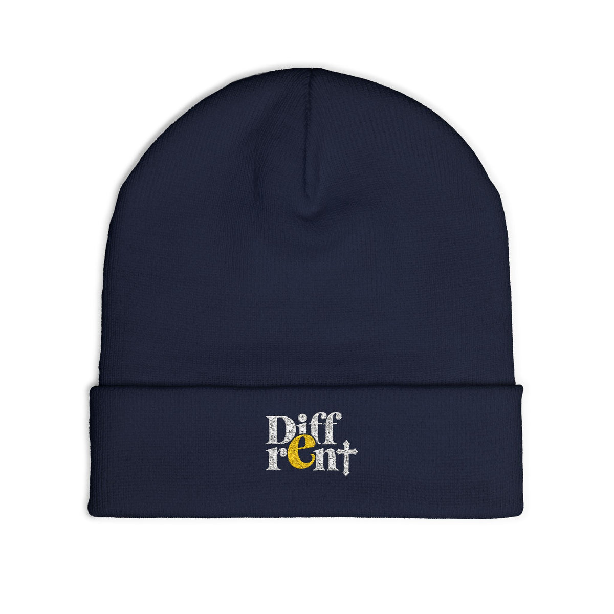 Embroidered "Diff-rent With the Cross" Knit Beanie