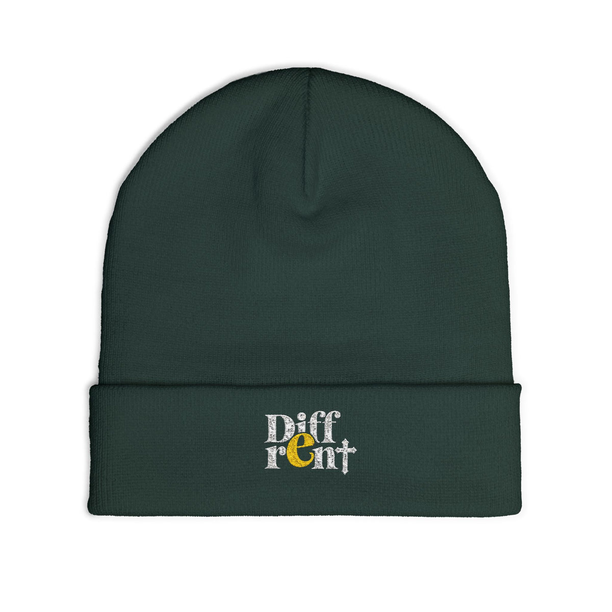 Embroidered "Diff-rent With the Cross" Knit Beanie