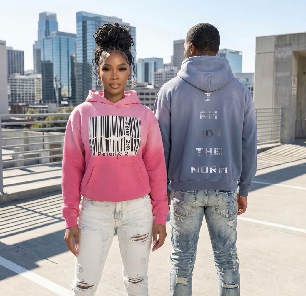 1 Peter 2:9 Barcode: "I am Not the Norm"420GSM Unisex Heavyweight Sun Faded Gradient Hoodie